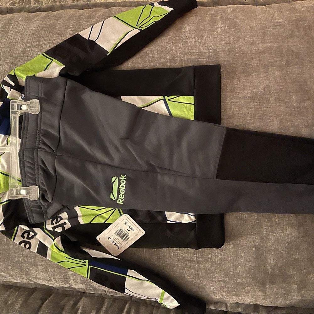 Reebok Black and Lime Tracksuit Boys
